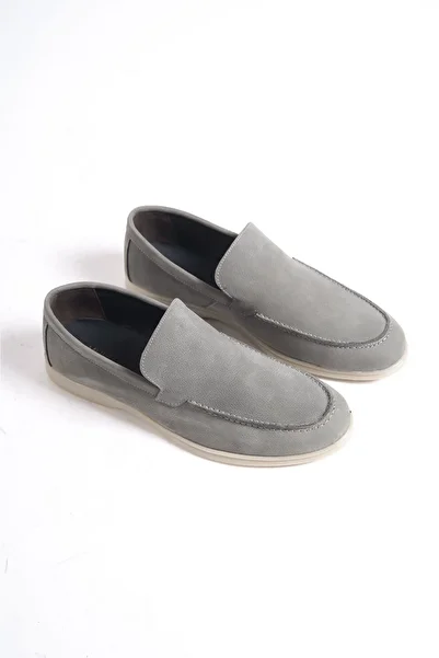 Mubiano Γνήσιο δέρμα -MBKRY22103GR Γκρι Nubuck Ανδρικό Loafer