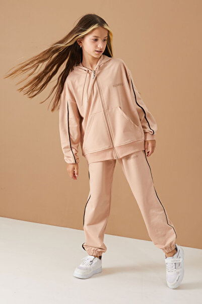 Cansın Mini Μπεζ σετ φόρμας για κορίτσια - Original Written Cardigan 19488