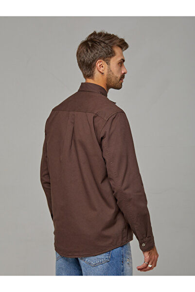 muzzo jeans Габардин памучна кафява риза