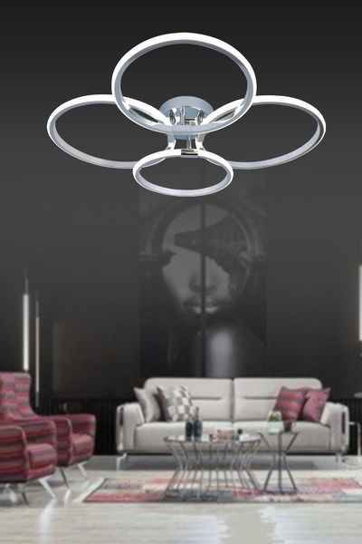 HİRALUCE Rennes 3 Renk Kumandalı Ve Dimmerli Krom ( Sarı Beyaz Ve Gün Işığı ) Kristal Taşlı Led Avize