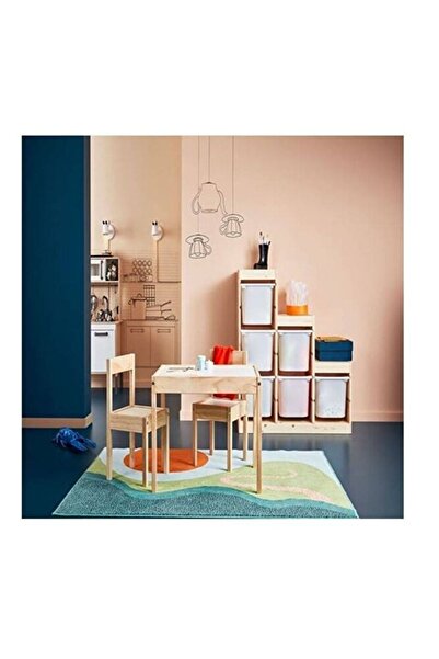 IKEA 2+ Yaş Çocuk Aktivite Ve Çalışma Masa Seti - 1 Masa Ve 2 Sandalye Ahşap Beyaz 2
