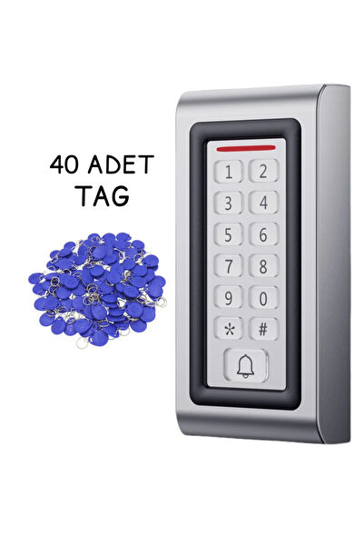 SONEX Rfıd Metal Kasa Şifreli Kapı Kartlı Geçiş Kontrol Sistemi 40 Adet Proximity Anahtarlık