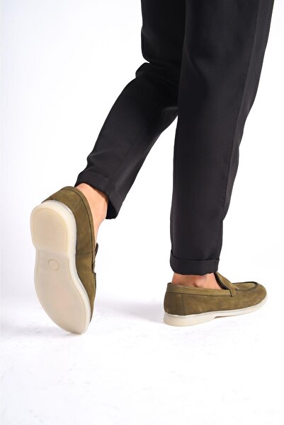 Mubiano Γνήσιο δέρμα - MBKRY22103Y Πράσινο Nubuck Ανδρικό Loafer