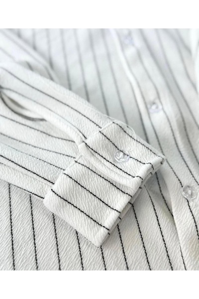Fifty Color Alaçatı Style Crepe Fabric Striped Shirt and Pants Set
