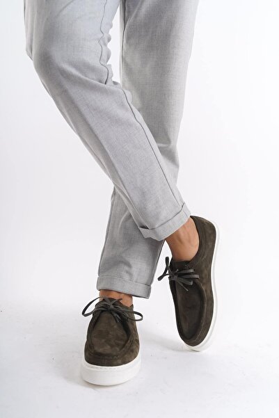 Mubiano Справжня шкіра MBSR3535-HK Чоловічі шнурівки Деталі Замша Повсякденне взуття хакі & Лофер