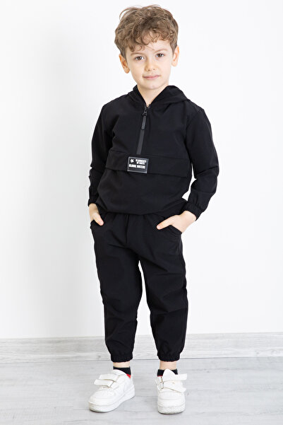 Cansın Mini Fekete kapucnis ejtőernyős szett fiúknak - 20154