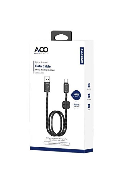 AVOO كابل شحن AVO Type-C مع حامل سطحي، قماش أسود