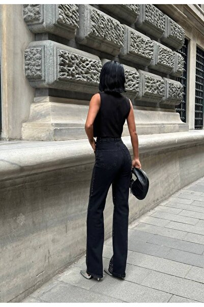 D'RECCY Pantaloni de blugi strălucitori cu pietre pentru femei