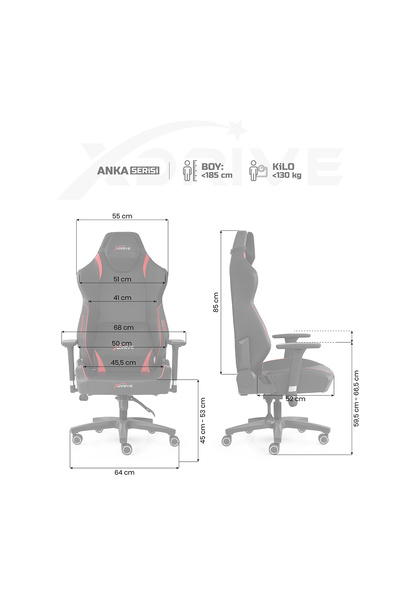 XDrive Anka Profesyonel Oyuncu Koltuğu Kırmızı/siyah