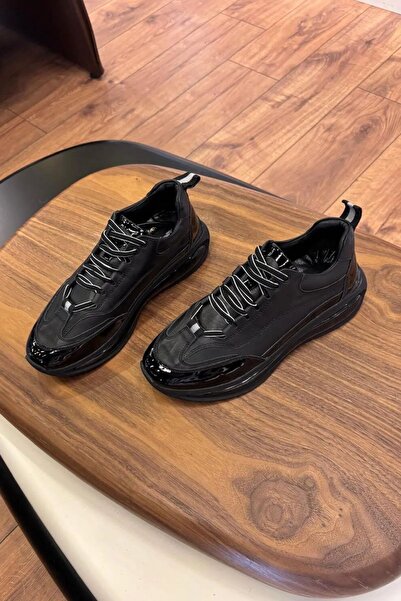 Paulo 1094 SİYAH RUGAN - SİYAH TABAN HAKİKİ DERİ ERKEK SNEAKERS