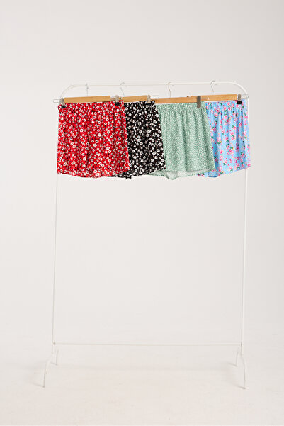 Moda ferfa 4-Piece Women's Viscose Floral Shorts 1 Piece of Every Color According to the Size You Choose