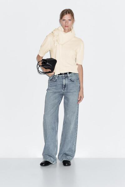 Massimo Dutti Yün karışımlı kısa kollu kazak