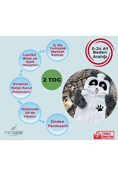 Minizade Welsoft Plush Unisex Zippered Winter Panda Baby Sleeping Bag