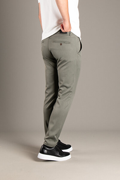 ZEKİ ÖZER Ανδρικό λινό παντελόνι καμβάς - Χακί Χρώμα