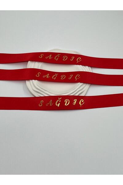EvremStore Gold Groomsmen Ribbon on Red 3 Pieces