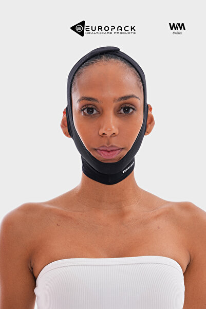 EUROPACK LP-105 ضمادة داعمة للوجه والذقن والرقبة بعد العملية الجراحية - مشد الوجه - طبقة مزدوجة