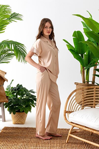 BRAXELL Premium Satin Dowry Women's Pajama Set – Korean Silk Texture, Lace Detail, Gift Box