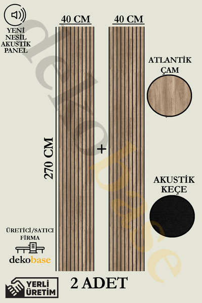 dekobase Atlantik Çam (2 ADET) 40x270 cm Yeni Nesil Akustik Ahşap Duvar Paneli