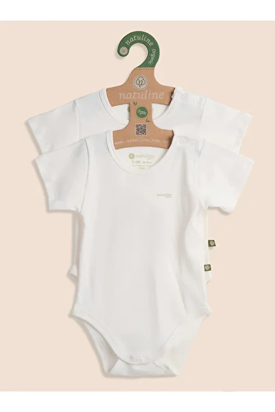 natuline Organic Cotton Baby Bodysuit - Short Sleeve, 2-Piece Bodysuit, Basic Nature Series
