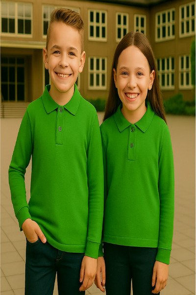 chulfa Long Sleeve School Uniform Sweet T-Shirt 2 Buttons Unisex 1Pcs