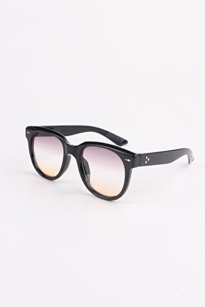 Chunky Frame Oval Unisex Black Sunglasses