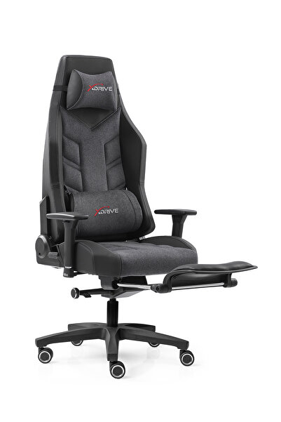 XDrive Fırtına Profesyonel Oyuncu Koltuğu Ayak Uzatmalı Kumaş Gri