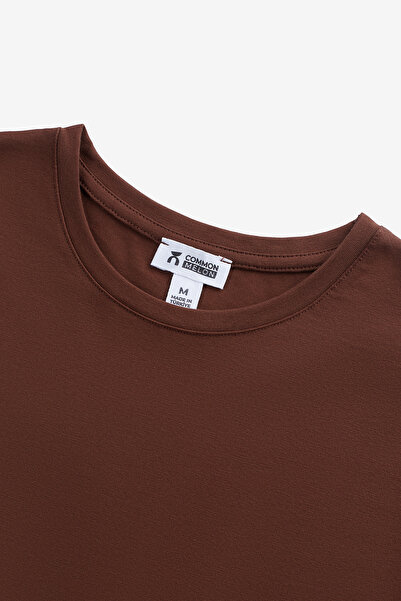 COMMON MELON Kadın Yuvarlak Yaka Uzun Kollu Basic Pamuklu Bluz Kahverengi