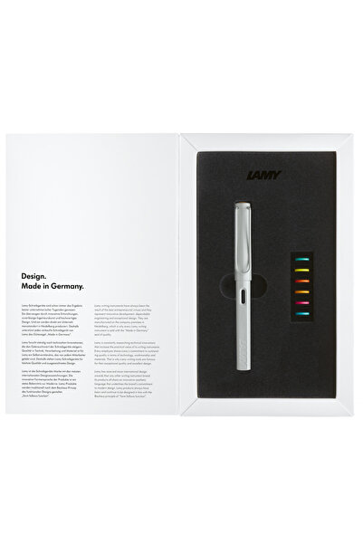 Lamy SAFARI DOLMA KALEM METAL KLIPS M UC ALL WHITE MULTI COLOURED RINGS SET