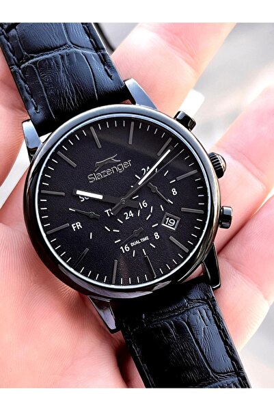 Slazenger Siyah Deri Kordon Tüm Fonksiyonları Aktif 10 Atm Su Geçirmez Erkek ...