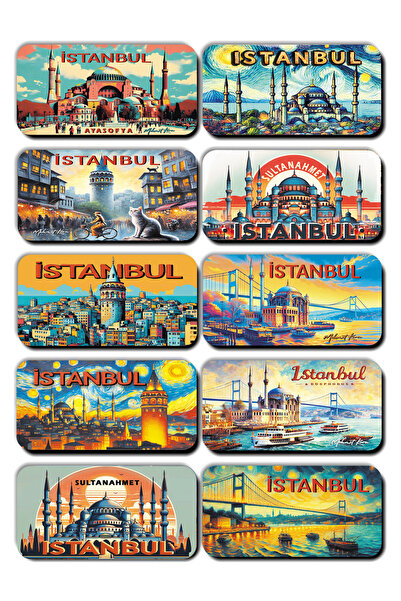 Mia Pera İstanbul Simli 10 lu Magnet Sultan Ahmet Ayasofya Kız Kulesi Galata ...