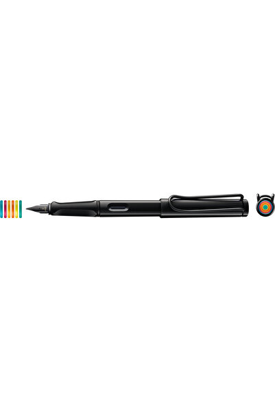 Lamy SAFARI DOLMA KALEM METAL KLIPS EF UC ALL BLACK MULTI COLOURED RINGS SET