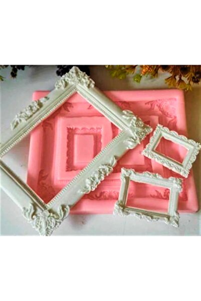 morlalem m Tek Kalıpta 3 Adet Mini Çerçeve Seti Silikon Kalıp K-433, Polyeste...