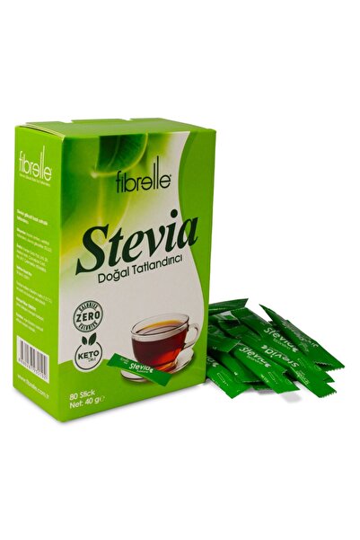 Fibrelle Stevia Stick Toz Tatlandırıcı 80 Adet - Porsiyonluk Peket Kalorisiz Şeker Alternatifi