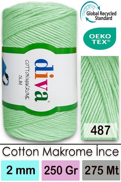 Diva İplik Diva Cotton Макроме Тонкий 487 Водяно-зелений