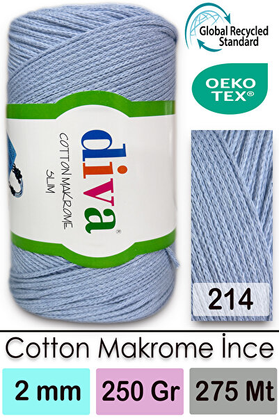 Diva İplik Diva Cotton Макроме Тонкий 214 Блакитний