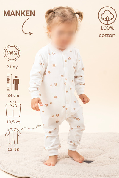 Vauva Kız Erkek Baskılı Bebek Çocuk Tulum Mevsimlik Uzun Kollu Lastikli Tulum