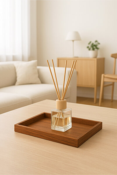 HOMİNG Wooden Decorative Presentation Coffee Serving Tray Walnut Mdf M-3064