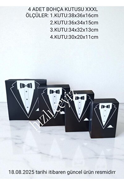 SKY UP BATTAL BOY 4’lü Kutulu Damat Bohça Seti Dijital Baskı Papyon