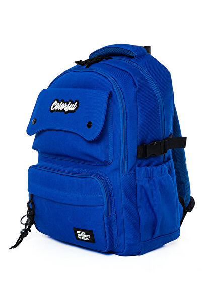 Colorful Travel Backpack Blue - School Bag with Laptop Compartment Elementary School - Middle School - High School