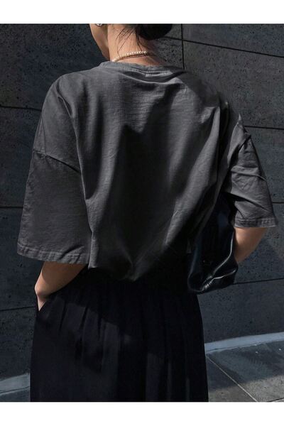 CLAYES Energy Attitudy Single Jersey T-Shirt - Smoke Printed Oversize Crew Neck Short Sleeve T-Shirt