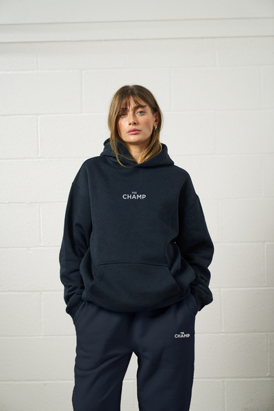 The Champ Clothing Σετ φόρμας με κουκούλα Unisex Oversize Medium TheChamp με στάμπα Navy Blue – Jogger & Sweatshirt