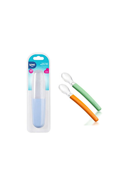 Wee Baby Çatal Kaşık Saklama Kabı + Silikon Mama Kaşığı 2 'li Set