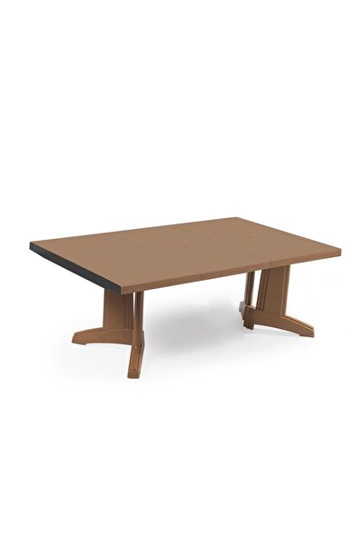 Papatya Katar Plastik Masa - Bahçe Masası 115x180cm 8 Kişilik - Teak Renk
