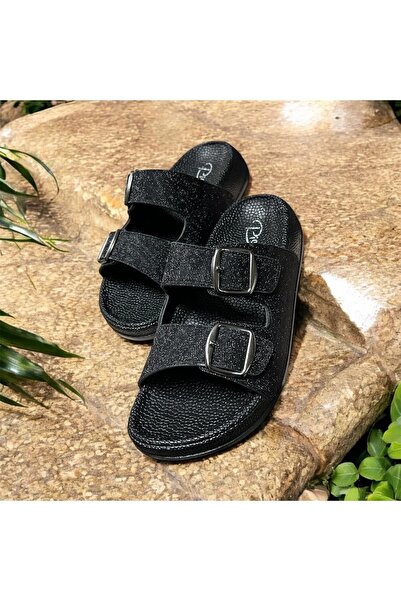 Deniz Terlik Γυναικείες παντόφλες Casual Stylish με ασημί διπλή πόρπη