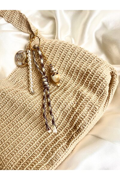 KUBİRA Çanta Charmı Deniz Kabuklu Incili Çanta Charmı Charm Anahtarlık