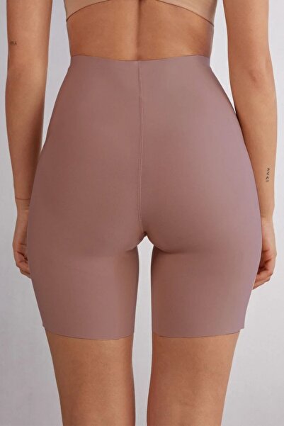 MİSTİRİK Model Anoky Talie înaltă Tesatura elastică Talie Silicon Tăiat cu laser Pantaloni scurți Corset Dusty Rose culoare