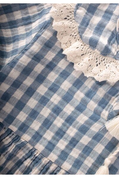 Cigit Rochie cu guler în carouri Pöti 2-10 ani Albastru indigo