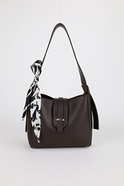 NOTHING Γυναικεία τσάντα χεριού και ώμου με λεπτομέρεια καφέ ζώνης και μαντήλι δώρο Leona