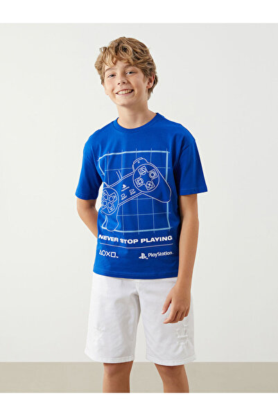 LC Waikiki Tricou pentru băieți cu imprimeu PlayStation cu guler Zero Roba, S...