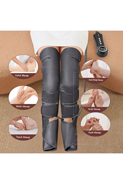 Mega Plus Diz Bacak Ayak için - Isıtmalı - Hava Sıkıştırmalı Masaj Aleti Kas Artrit Ağrısı - Eklem Terapisi
